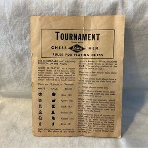 Vintage 1945 E.S. Lowe "Tournament Chess Men Rules For Playing Chess" BOOKLET